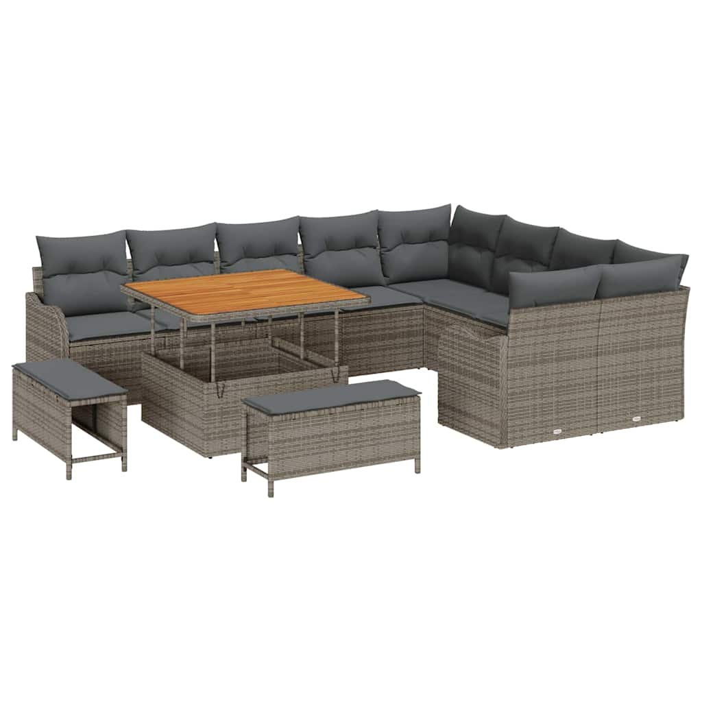 Tuin Sofa Set met kussen met opslag 12 pcs Grijs is nu te koop bij PeponiXL, paradijselijk wonen!
