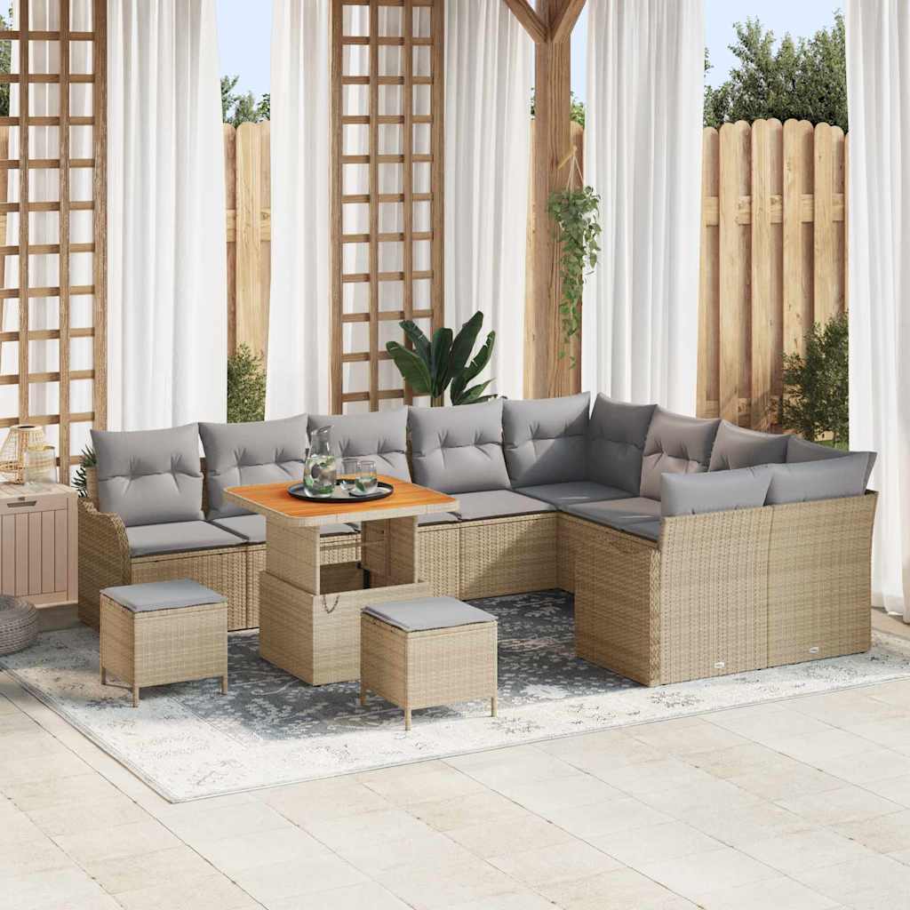 Tuin Sofa Set met kussen met opslag 12 pcs Beige en Licht Grijs is nu te koop bij PeponiXL, paradijselijk wonen!