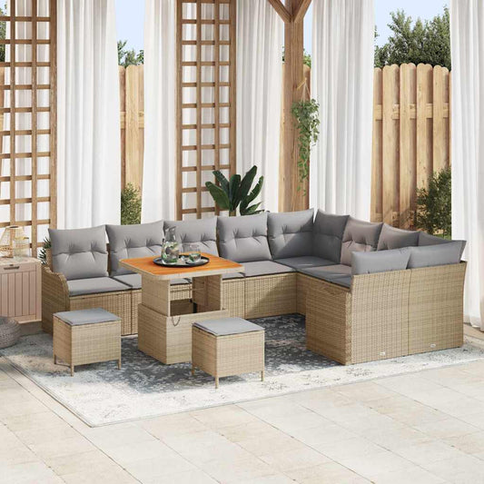 Tuin Sofa Set met kussen met opslag 12 pcs Beige en Licht Grijs is nu te koop bij PeponiXL, paradijselijk wonen!