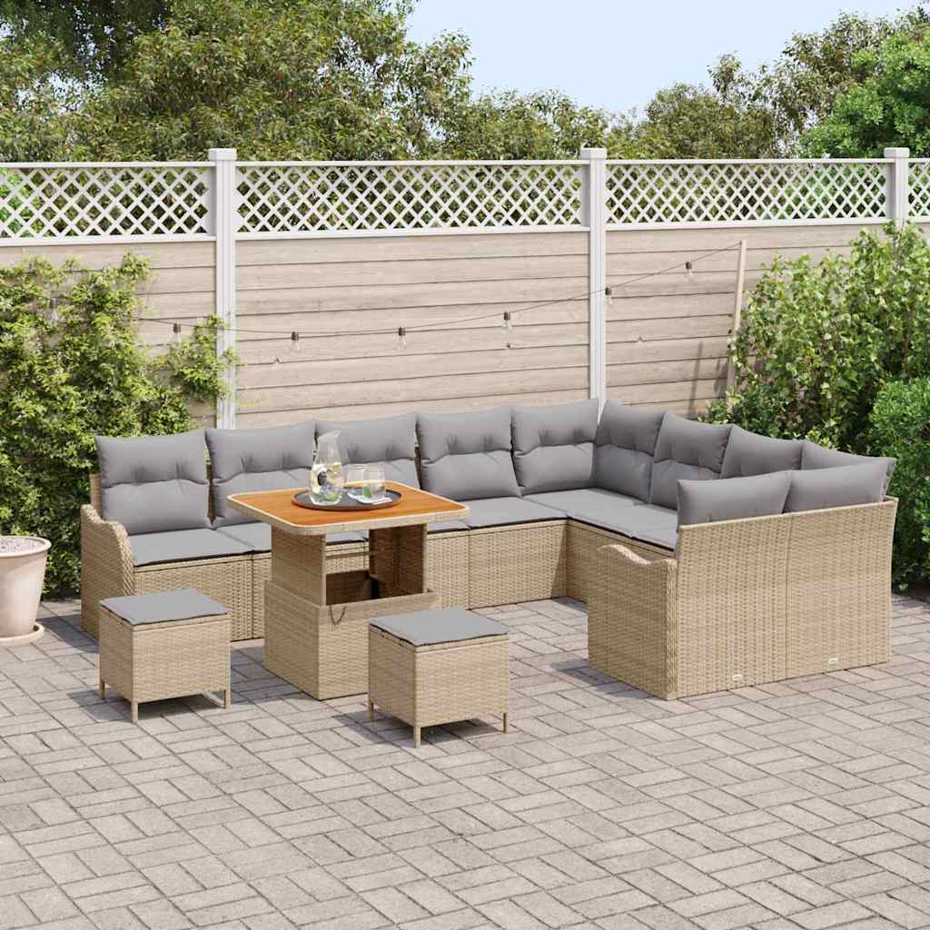 Tuin Sofa Set met kussen met opslag 12 pcs Beige en Licht Grijs is nu te koop bij PeponiXL, paradijselijk wonen!