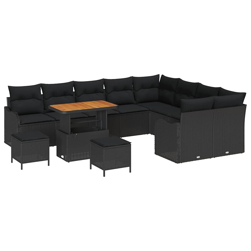 Tuin Sofa Set met kussen met opslag 12 pcs Zwart is nu te koop bij PeponiXL, paradijselijk wonen!