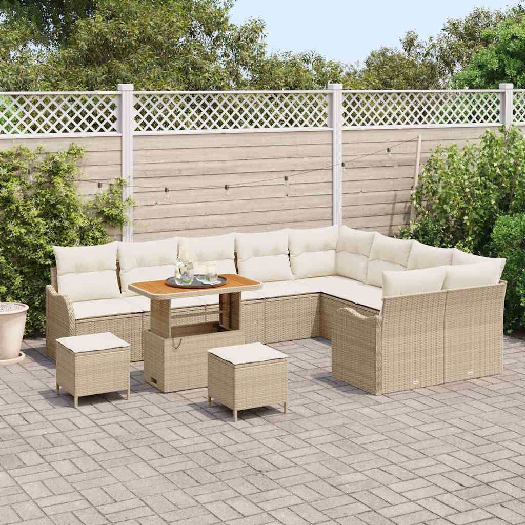 Tuin Sofa Set met kussen met opslag 12 pcs Beige en Crème is nu te koop bij PeponiXL, paradijselijk wonen!
