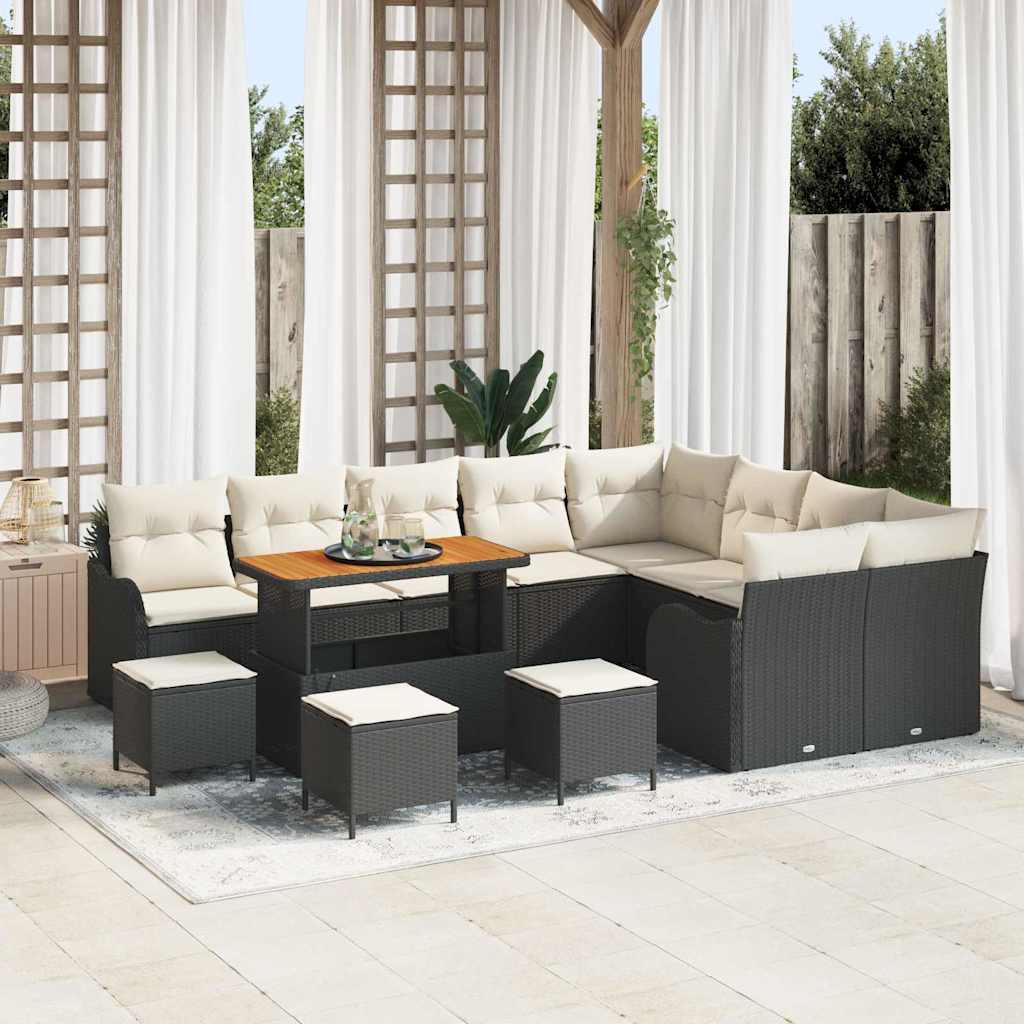 Tuin Sofa Set met kussen met opslag 13 pcs Zwart en Crème is nu te koop bij PeponiXL, paradijselijk wonen!