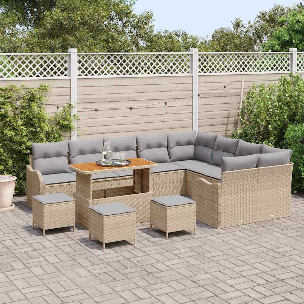 Tuin Sofa Set met kussen met opslag 13 pcs Beige en Licht Grijs is nu te koop bij PeponiXL, paradijselijk wonen!