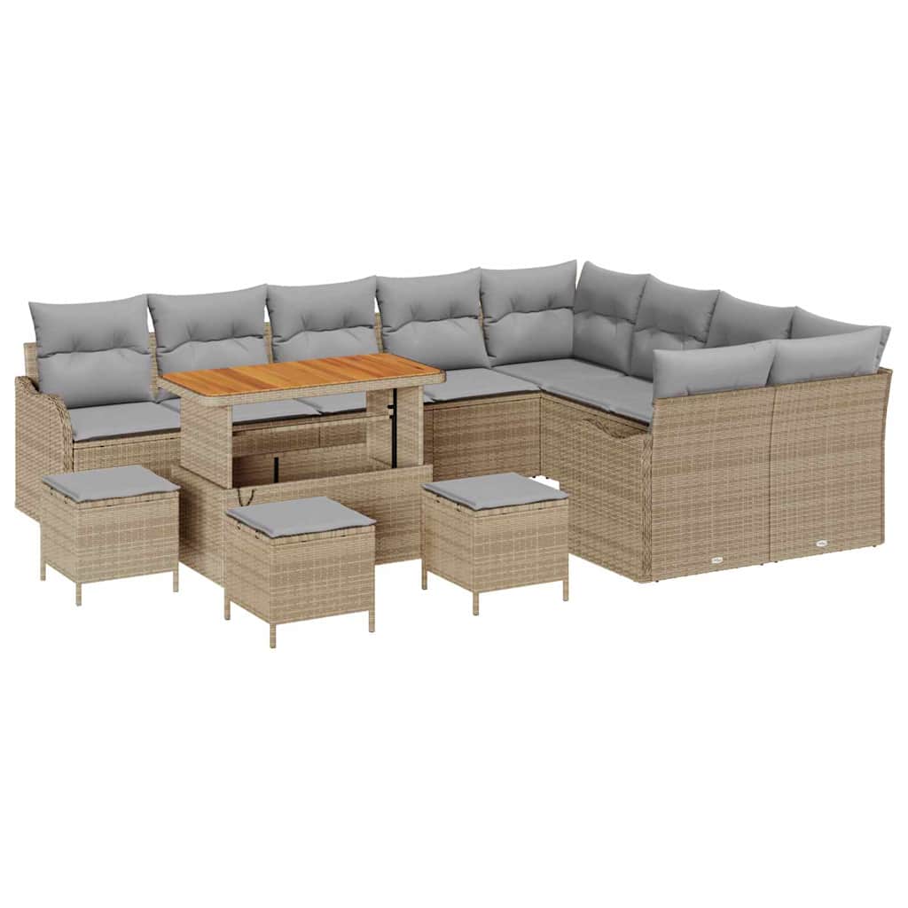 Tuin Sofa Set met kussen met opslag 13 pcs Beige en Licht Grijs is nu te koop bij PeponiXL, paradijselijk wonen!