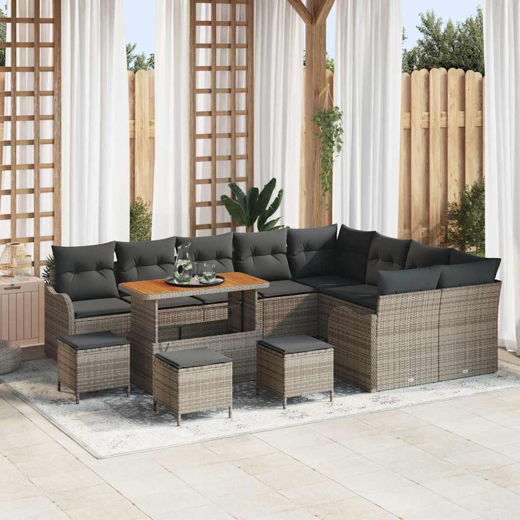 Tuin Sofa Set met kussen met opslag 13 pcs Grijs is nu te koop bij PeponiXL, paradijselijk wonen!