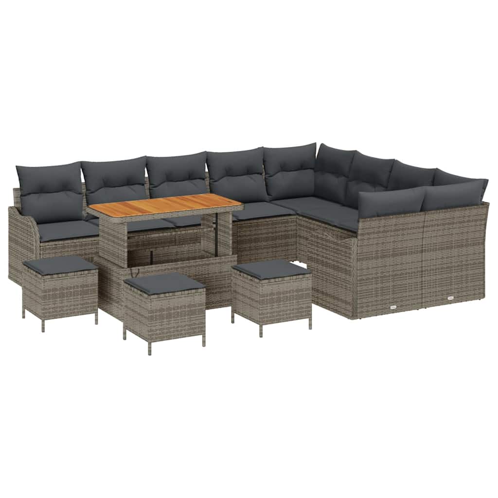 Tuin Sofa Set met kussen met opslag 13 pcs Grijs is nu te koop bij PeponiXL, paradijselijk wonen!