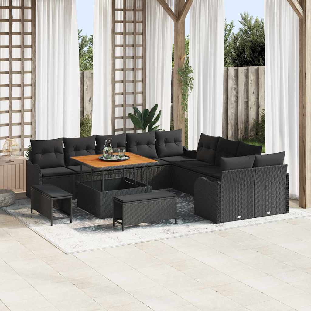 Tuin Sofa Set met kussen met opslag 13 pcs Zwart is nu te koop bij PeponiXL, paradijselijk wonen!