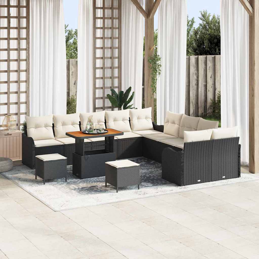 Tuin Sofa Set met kussen met opslag 13 pcs Zwart en Crème is nu te koop bij PeponiXL, paradijselijk wonen!