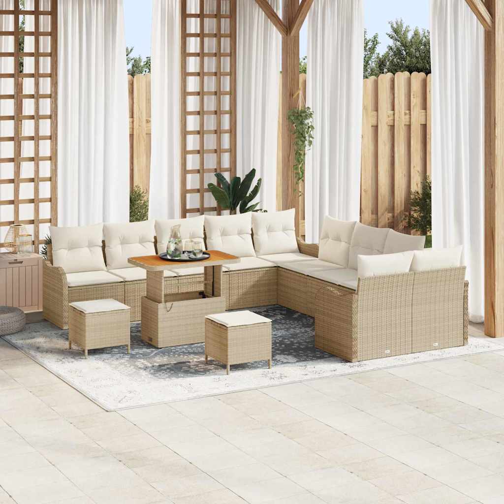 Tuin Sofa Set met kussen met opslag 13 pcs Beige en Crème is nu te koop bij PeponiXL, paradijselijk wonen!