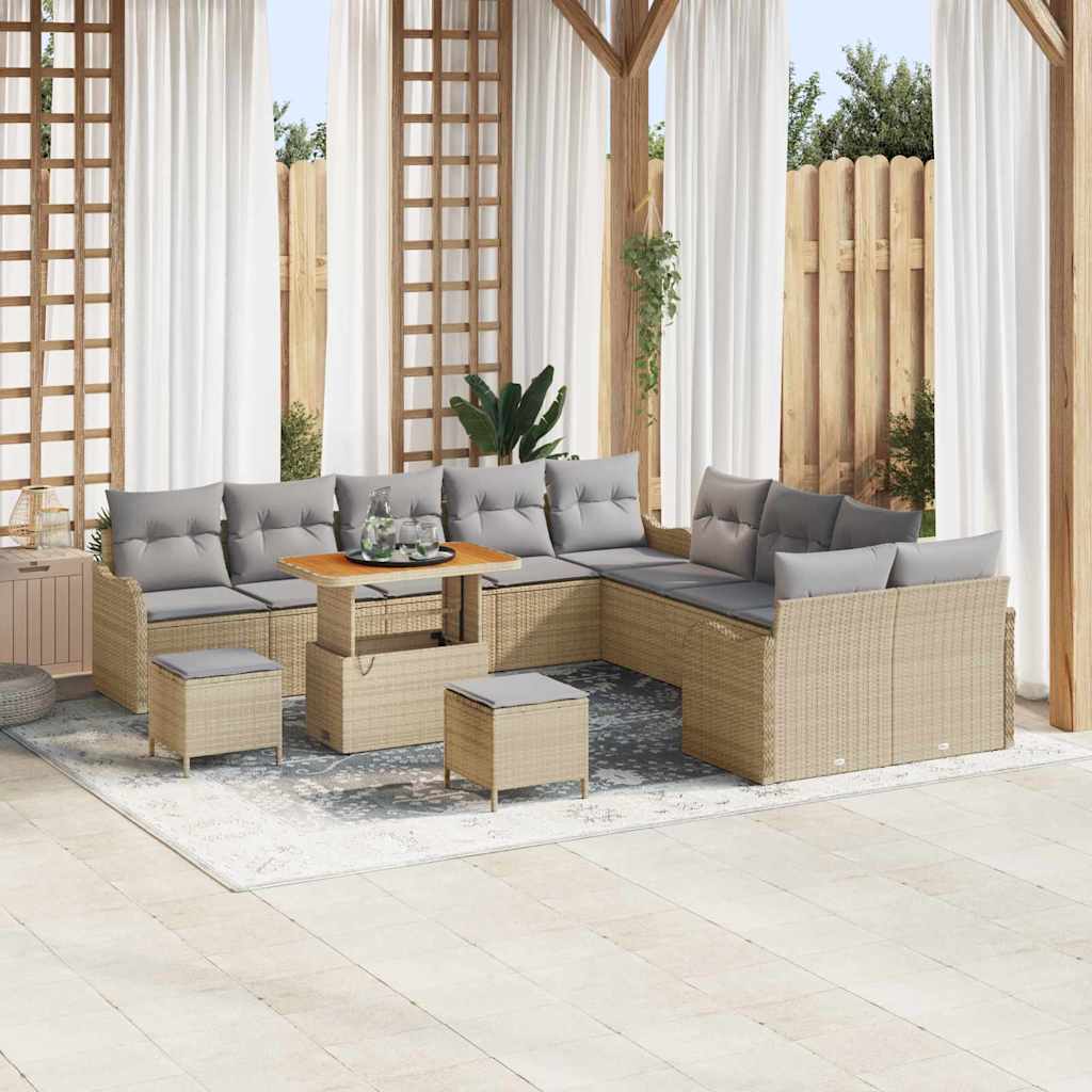 Tuin Sofa Set met kussen met opslag 13 pcs Beige en Licht Grijs is nu te koop bij PeponiXL, paradijselijk wonen!