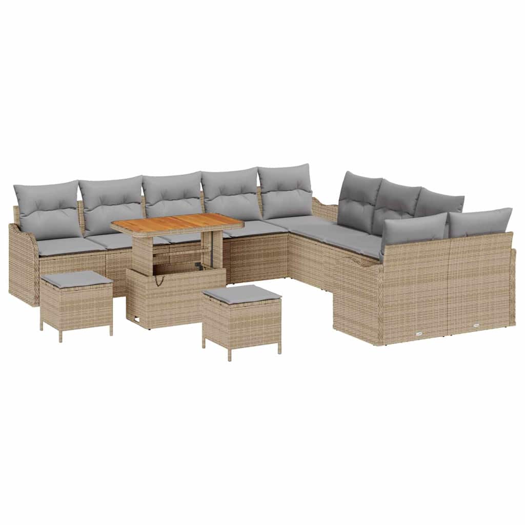 Tuin Sofa Set met kussen met opslag 13 pcs Beige en Licht Grijs is nu te koop bij PeponiXL, paradijselijk wonen!