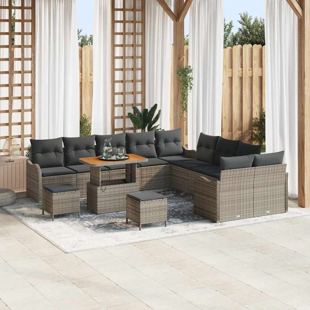 Tuin Sofa Set met kussen met opslag 13 pcs Grijs is nu te koop bij PeponiXL, paradijselijk wonen!