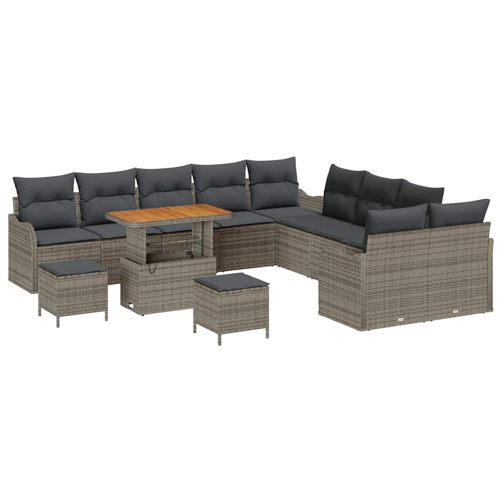 Tuin Sofa Set met kussen met opslag 13 pcs Grijs is nu te koop bij PeponiXL, paradijselijk wonen!