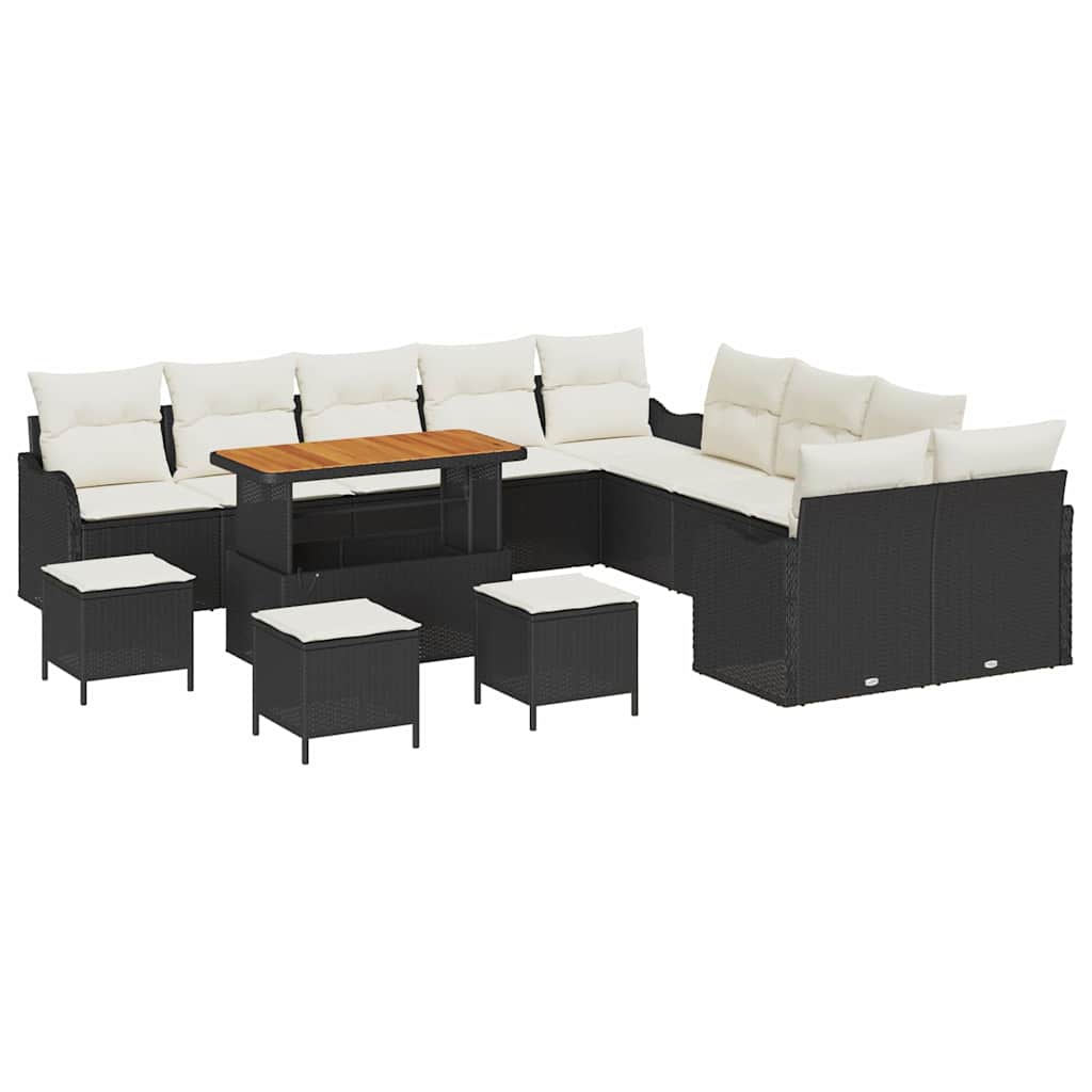 Tuin Sofa Set met kussen met opslag 14 pcs Zwart en Crème is nu te koop bij PeponiXL, paradijselijk wonen!