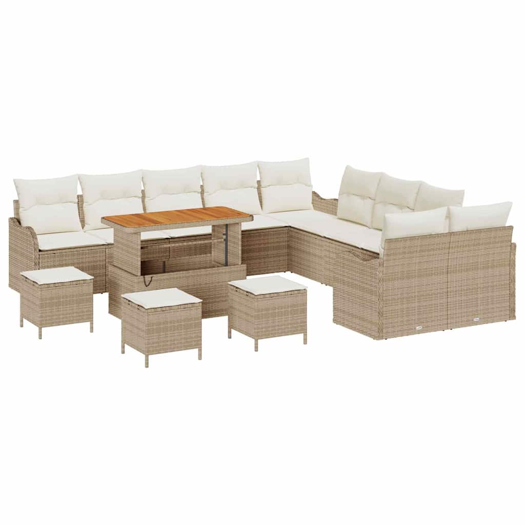 Tuin Sofa Set met kussen met opslag 14 pcs Beige en Crème is nu te koop bij PeponiXL, paradijselijk wonen!