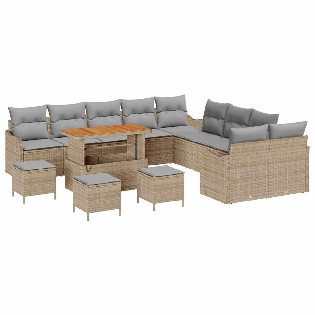 Tuin Sofa Set met kussen met opslag 14 pcs Beige en Licht Grijs is nu te koop bij PeponiXL, paradijselijk wonen!