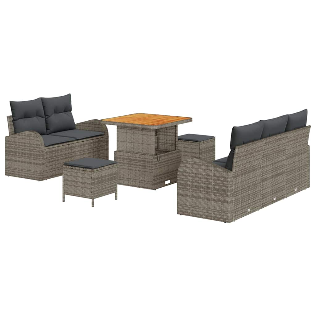 Tuin Sofa Set met kussen met opslag met kussen 8 pcs Grijs is nu te koop bij PeponiXL, paradijselijk wonen!