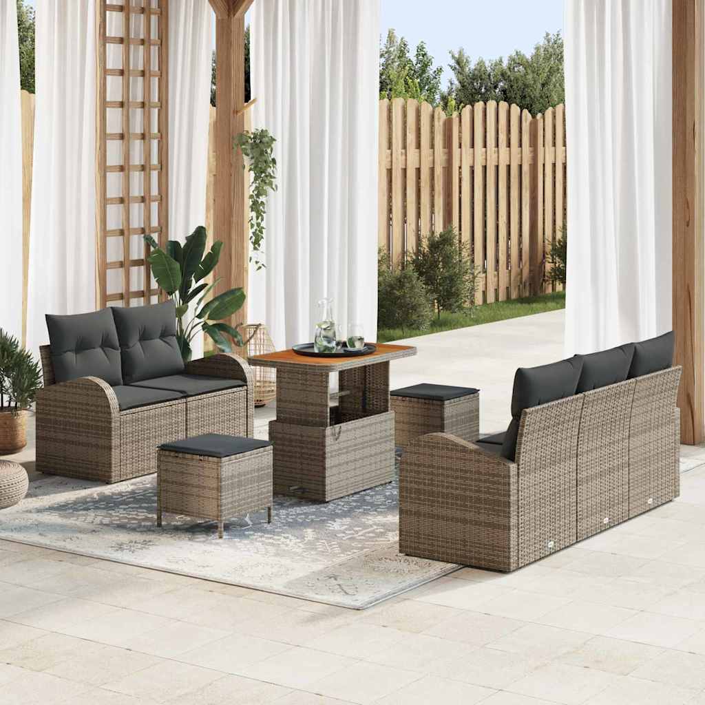 Tuin Sofa Set met kussen met opslag met kussen 8 pcs Grijs is nu te koop bij PeponiXL, paradijselijk wonen!