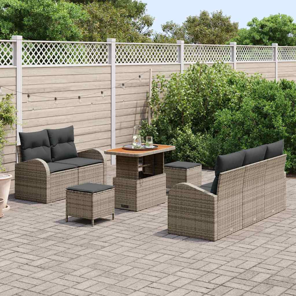 Tuin Sofa Set met kussen met opslag met kussen 8 pcs Grijs is nu te koop bij PeponiXL, paradijselijk wonen!