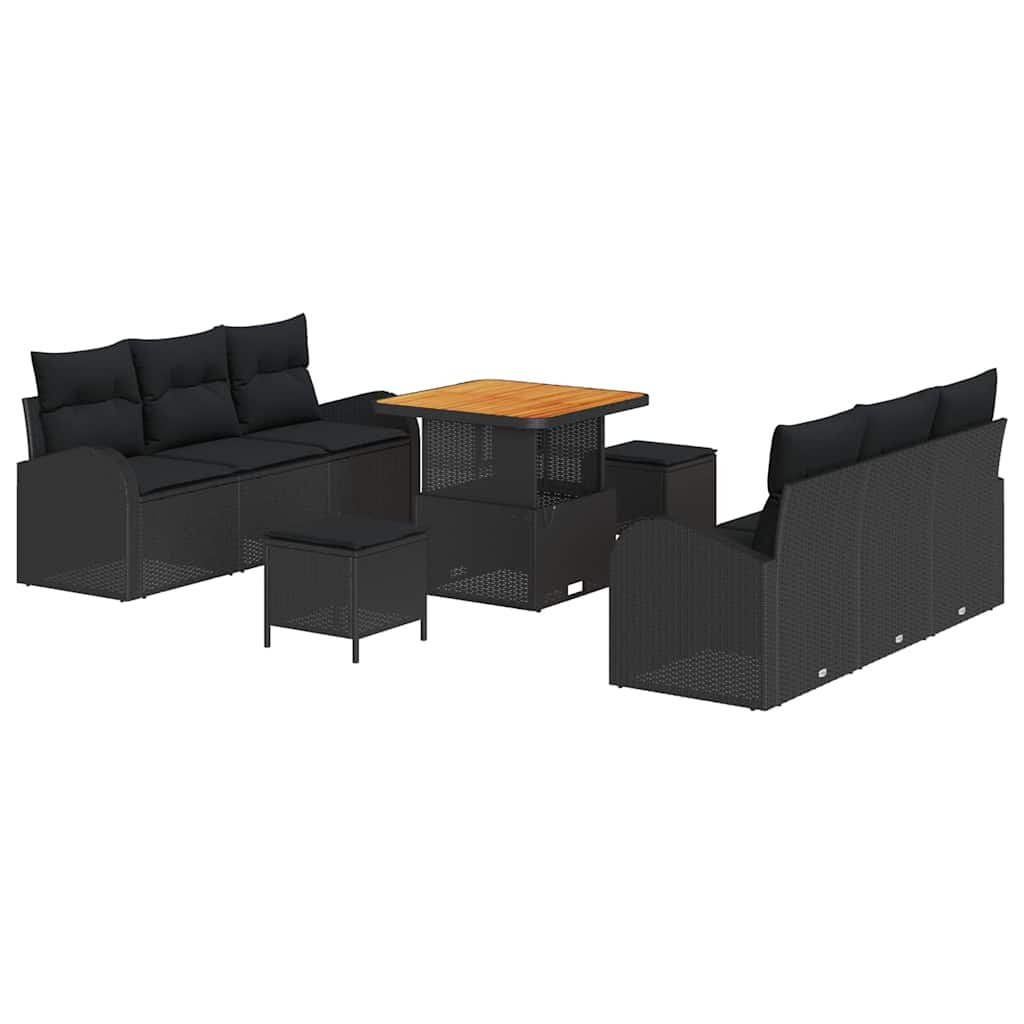Tuin Sofa Set met kussen met opslag met kussen 9 pcs Zwart is nu te koop bij PeponiXL, paradijselijk wonen!