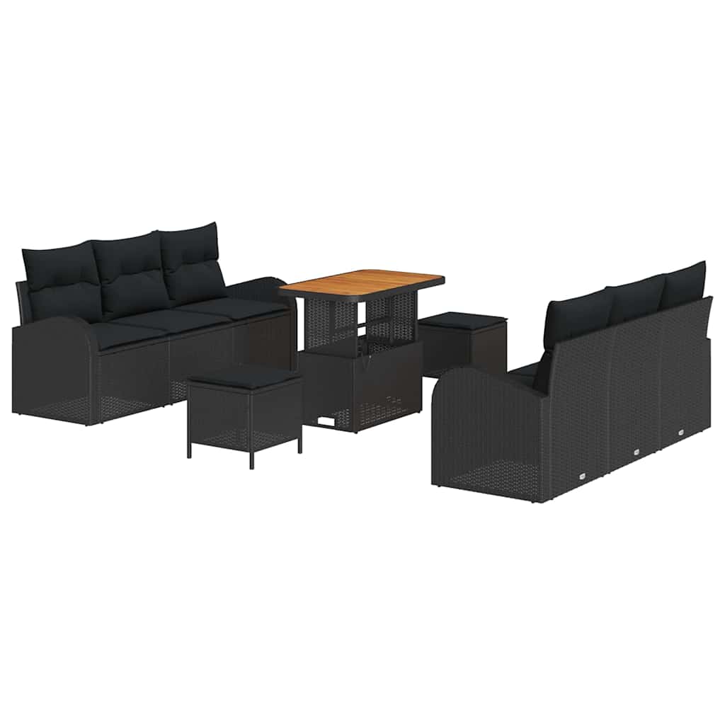 Tuin Sofa Set met kussen met opslag met kussen 9 pcs Zwart is nu te koop bij PeponiXL, paradijselijk wonen!