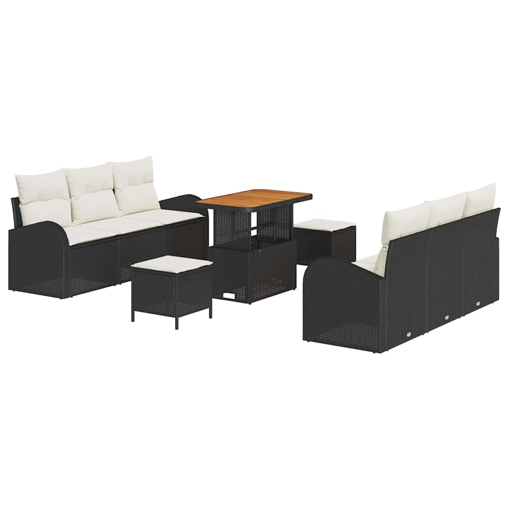 Tuin Sofa Set met kussen met opslag 9 pcs Zwart en Crème is nu te koop bij PeponiXL, paradijselijk wonen!