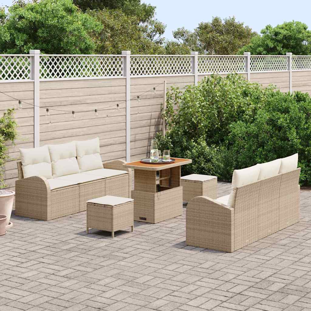 Tuin Sofa Set met kussen met opslag 9 pcs Beige en Crème is nu te koop bij PeponiXL, paradijselijk wonen!