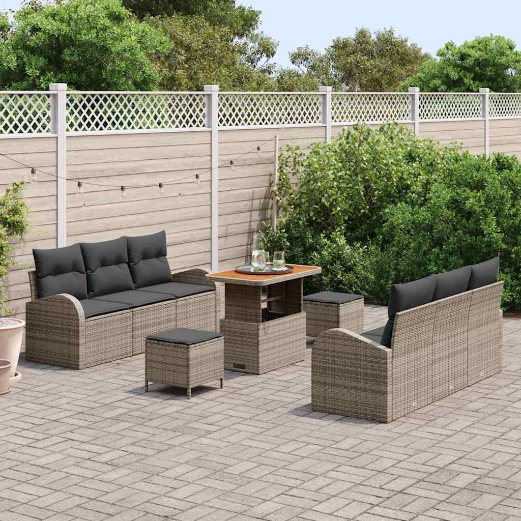 Tuin Sofa Set met kussen met opslag met kussen 9 pcs Grijs is nu te koop bij PeponiXL, paradijselijk wonen!