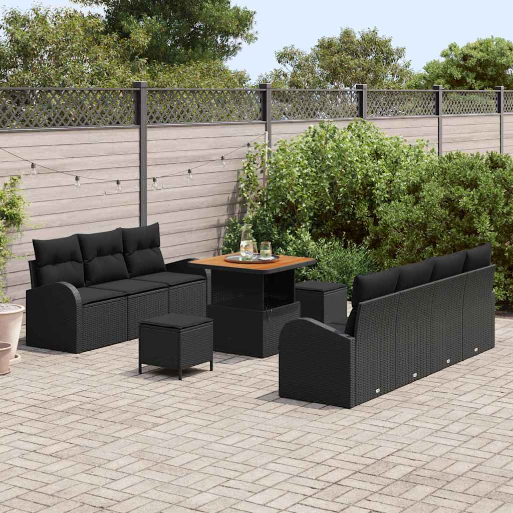 Tuin Sofa Set met kussen met opslag met kussen 10 pcs Zwart is nu te koop bij PeponiXL, paradijselijk wonen!