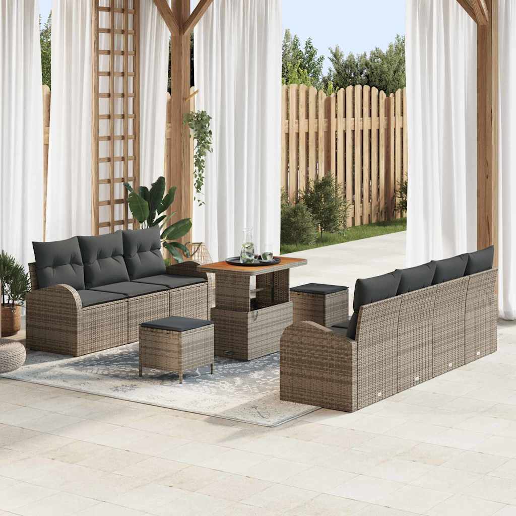 Tuin Sofa Set met kussen met opslag met kussen 10 pcs Grijs is nu te koop bij PeponiXL, paradijselijk wonen!