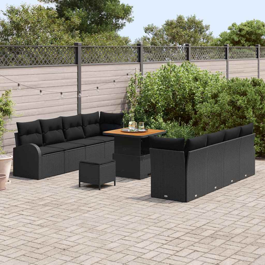 Tuin Sofa Set met kussen met opslag 11 pcs Zwart is nu te koop bij PeponiXL, paradijselijk wonen!