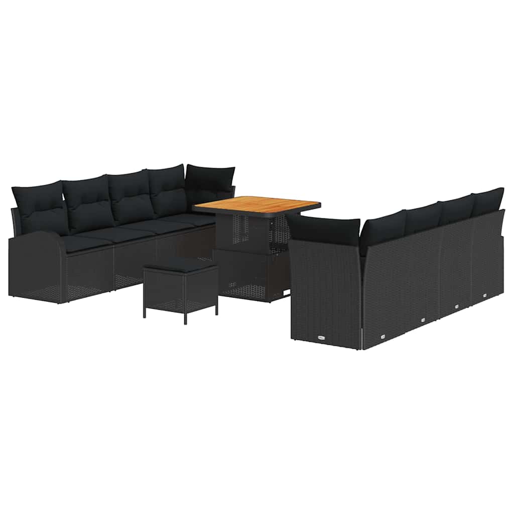 Tuin Sofa Set met kussen met opslag 11 pcs Zwart is nu te koop bij PeponiXL, paradijselijk wonen!