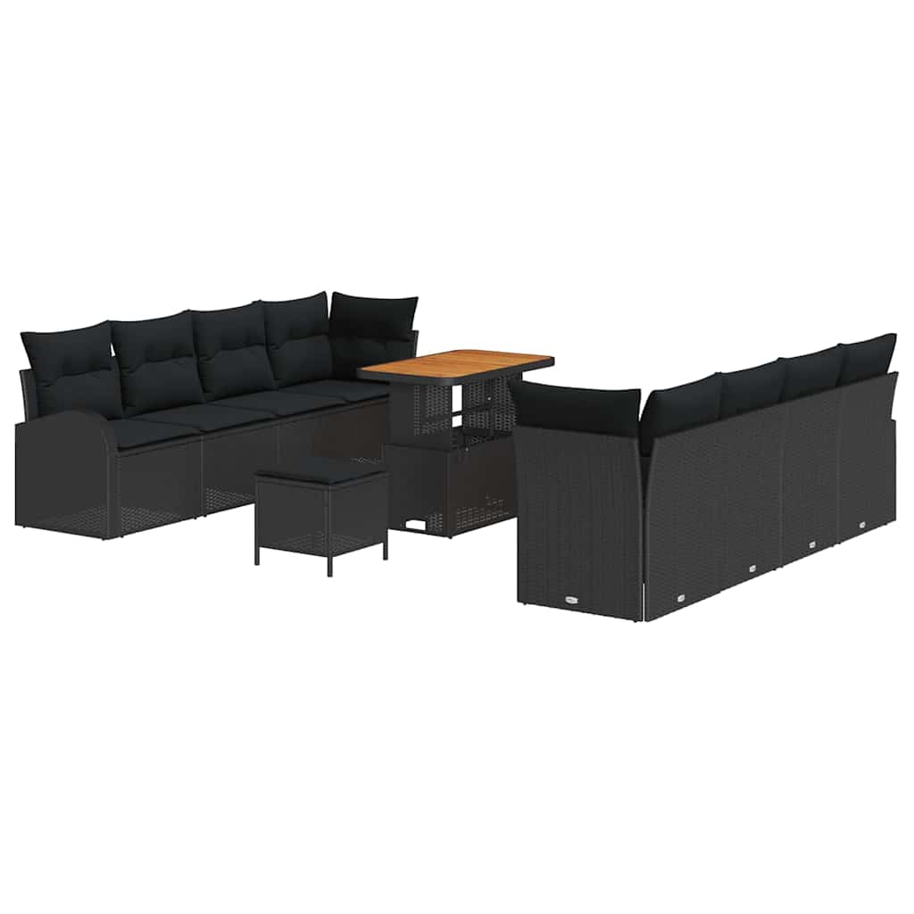 Tuin Sofa Set met kussen met opslag 11 pcs Zwart is nu te koop bij PeponiXL, paradijselijk wonen!