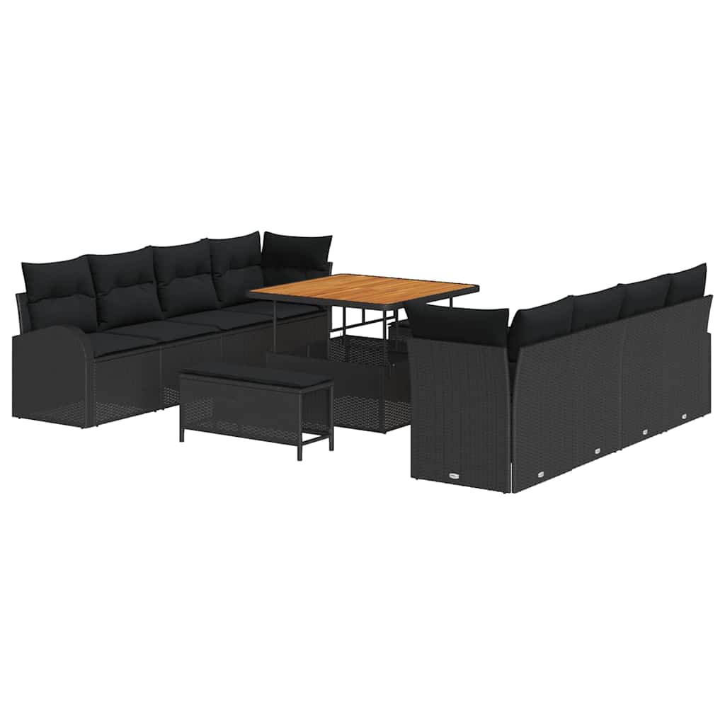 Tuin Sofa Set met kussen met opslag met kussen 11 pcs Zwart is nu te koop bij PeponiXL, paradijselijk wonen!