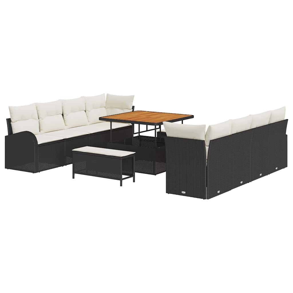 Tuin Sofa Set met kussen met opslag 11 pcs Zwart en Crème is nu te koop bij PeponiXL, paradijselijk wonen!