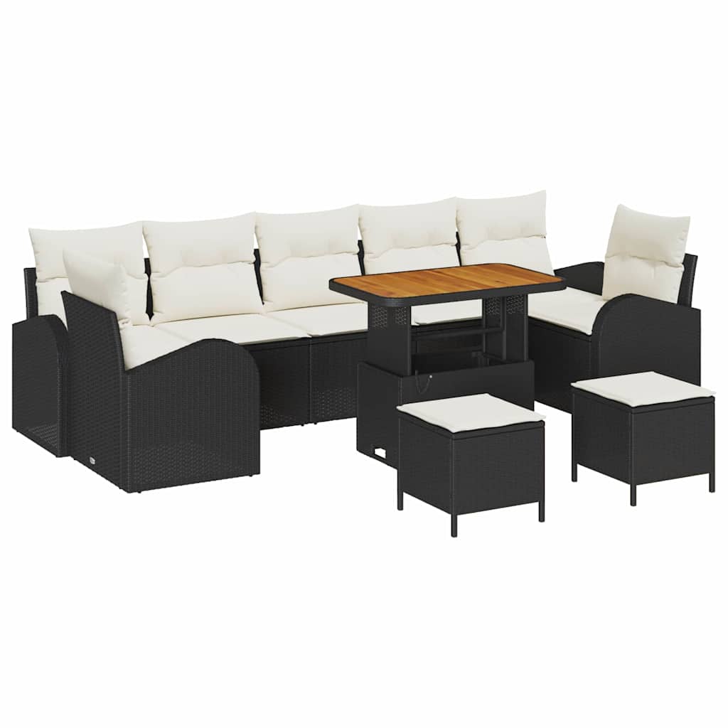 Tuin Sofa Set met kussen met opslag 10 pcs Zwart en Crème is nu te koop bij PeponiXL, paradijselijk wonen!