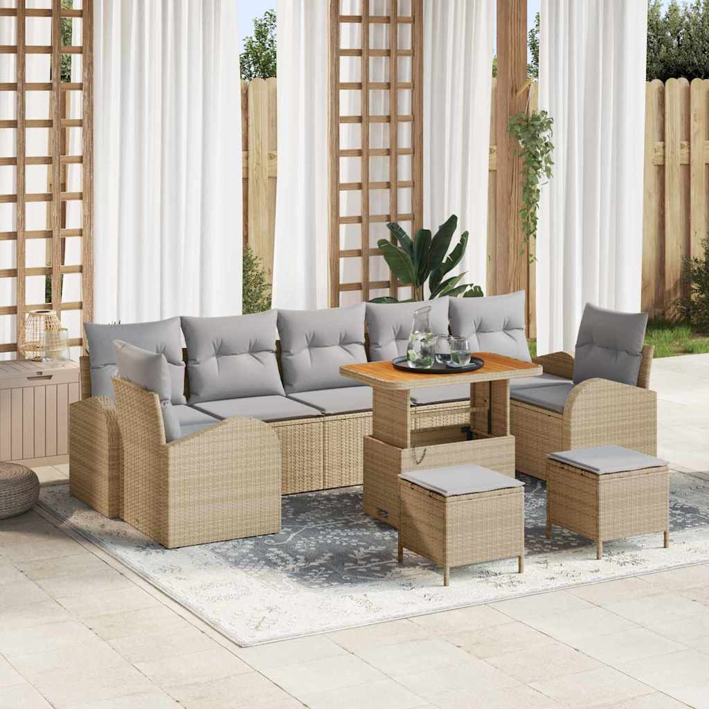 Tuin Sofa Set met kussen met opslag 10 pcs Beige en Licht Grijs is nu te koop bij PeponiXL, paradijselijk wonen!
