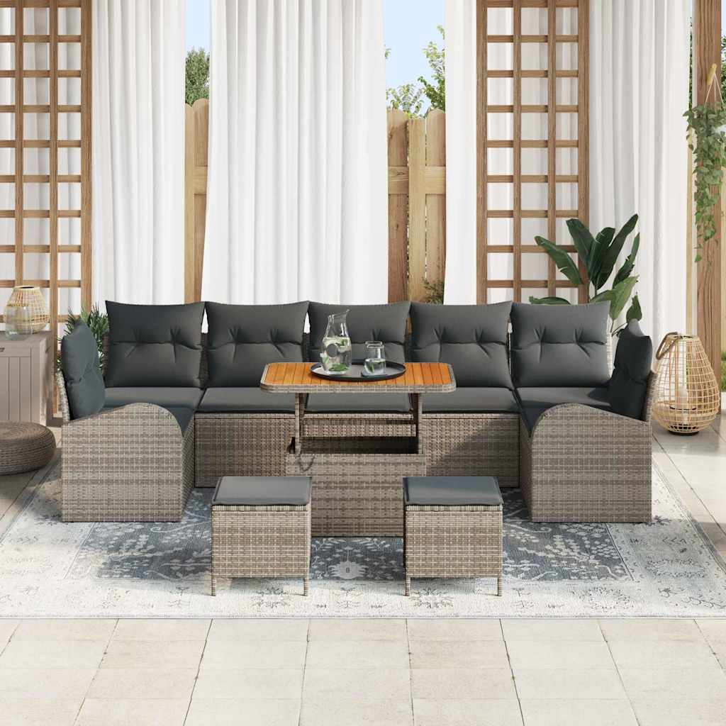 Tuin Sofa Set met kussen met opslag met kussen 10 pcs Grijs is nu te koop bij PeponiXL, paradijselijk wonen!