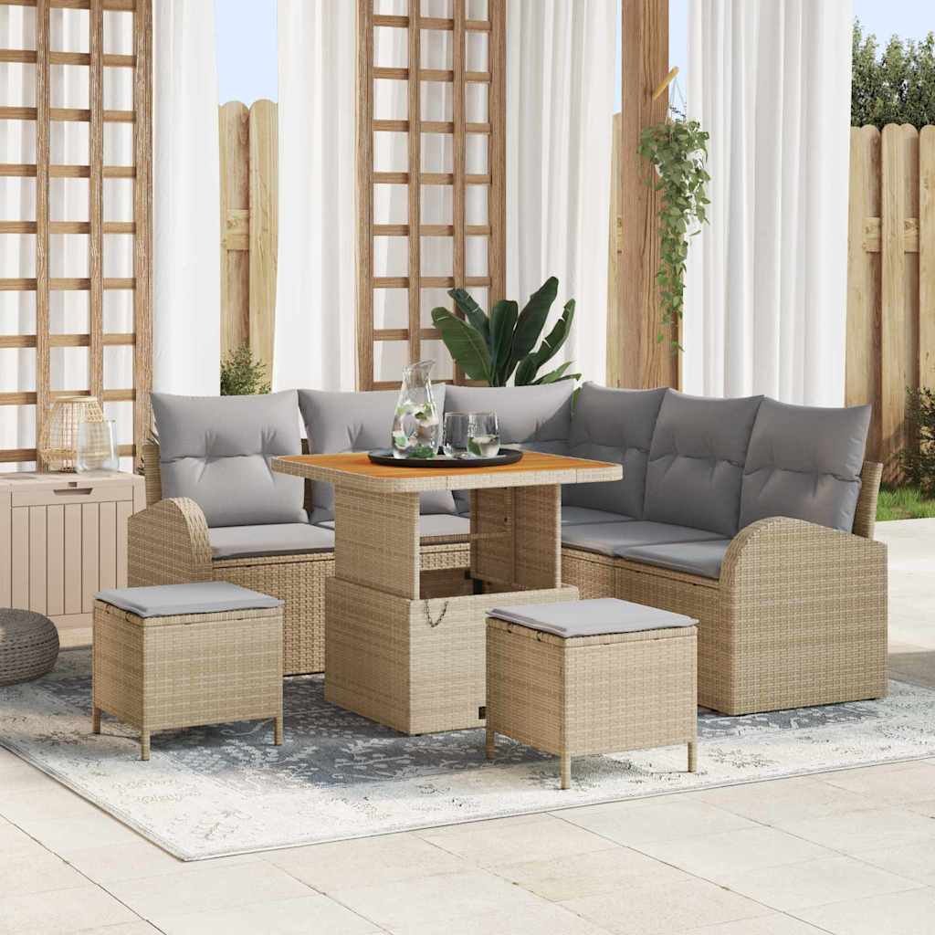 Tuin Sofa Set met kussen met opslag 8 pcs Beige en Licht Grijs is nu te koop bij PeponiXL, paradijselijk wonen!