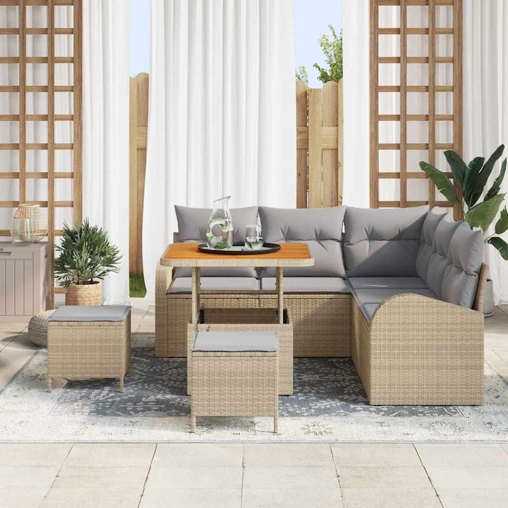 Tuin Sofa Set met kussen met opslag 8 pcs Beige en Licht Grijs is nu te koop bij PeponiXL, paradijselijk wonen!