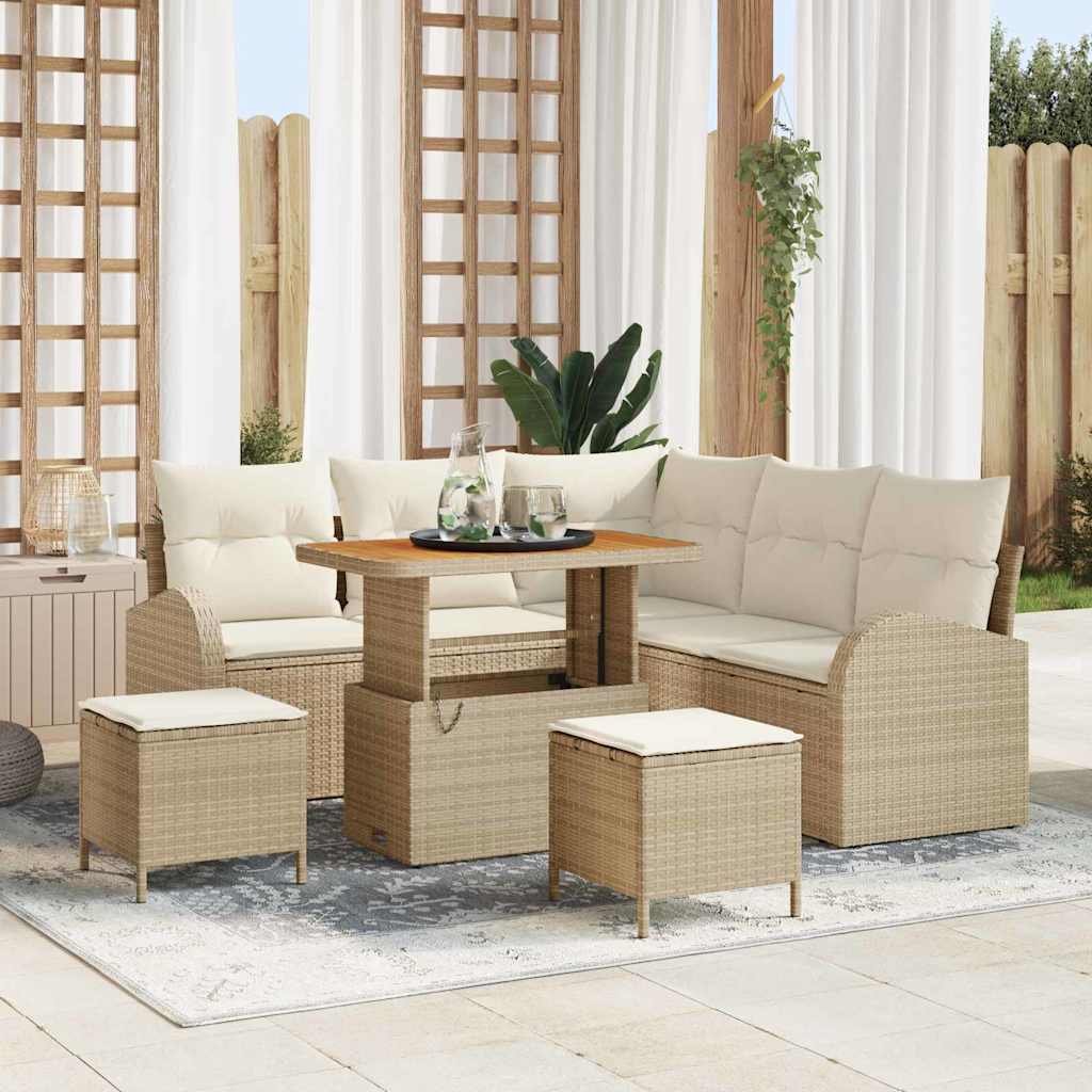 Tuin Sofa Set met kussen met opslag 8 pcs Beige en Crème is nu te koop bij PeponiXL, paradijselijk wonen!