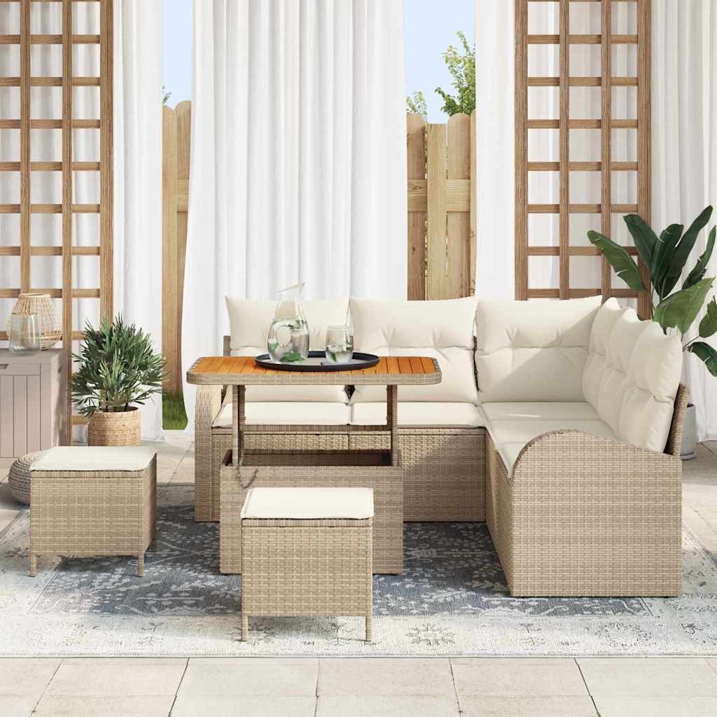 Tuin Sofa Set met kussen met opslag 8 pcs Beige en Crème is nu te koop bij PeponiXL, paradijselijk wonen!