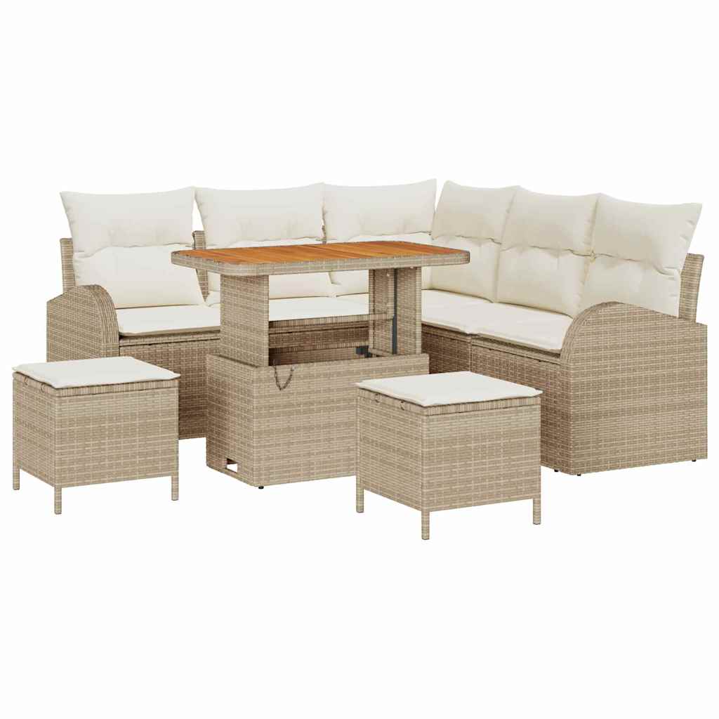 Tuin Sofa Set met kussen met opslag 8 pcs Beige en Crème is nu te koop bij PeponiXL, paradijselijk wonen!