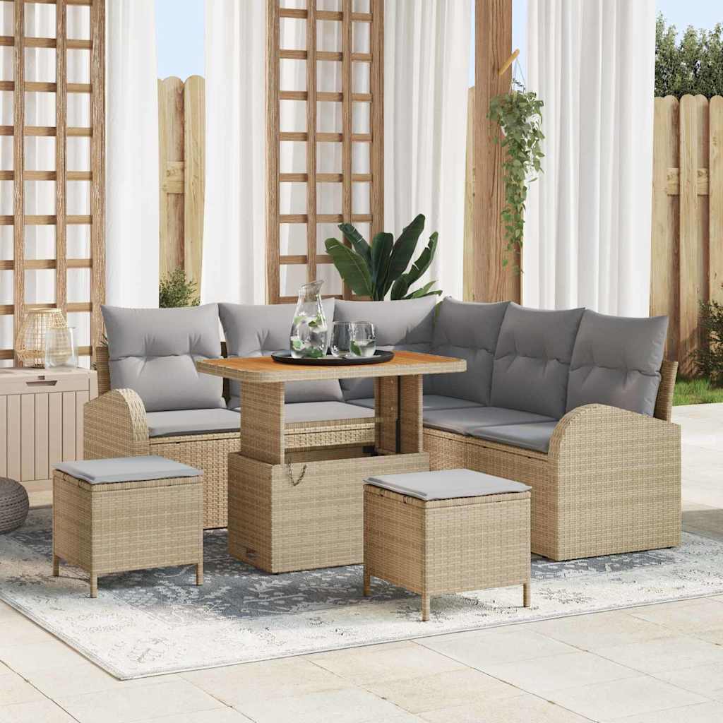 Tuin Sofa Set met kussen met opslag 8 pcs Beige en Licht Grijs is nu te koop bij PeponiXL, paradijselijk wonen!