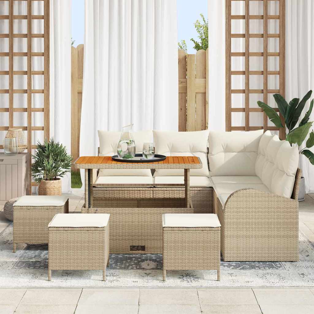 Tuin Sofa Set met kussen met opslag 9 pcs Beige en Crème is nu te koop bij PeponiXL, paradijselijk wonen!