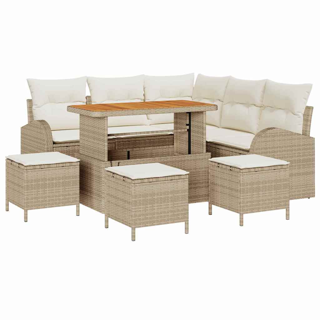 Tuin Sofa Set met kussen met opslag 9 pcs Beige en Crème is nu te koop bij PeponiXL, paradijselijk wonen!