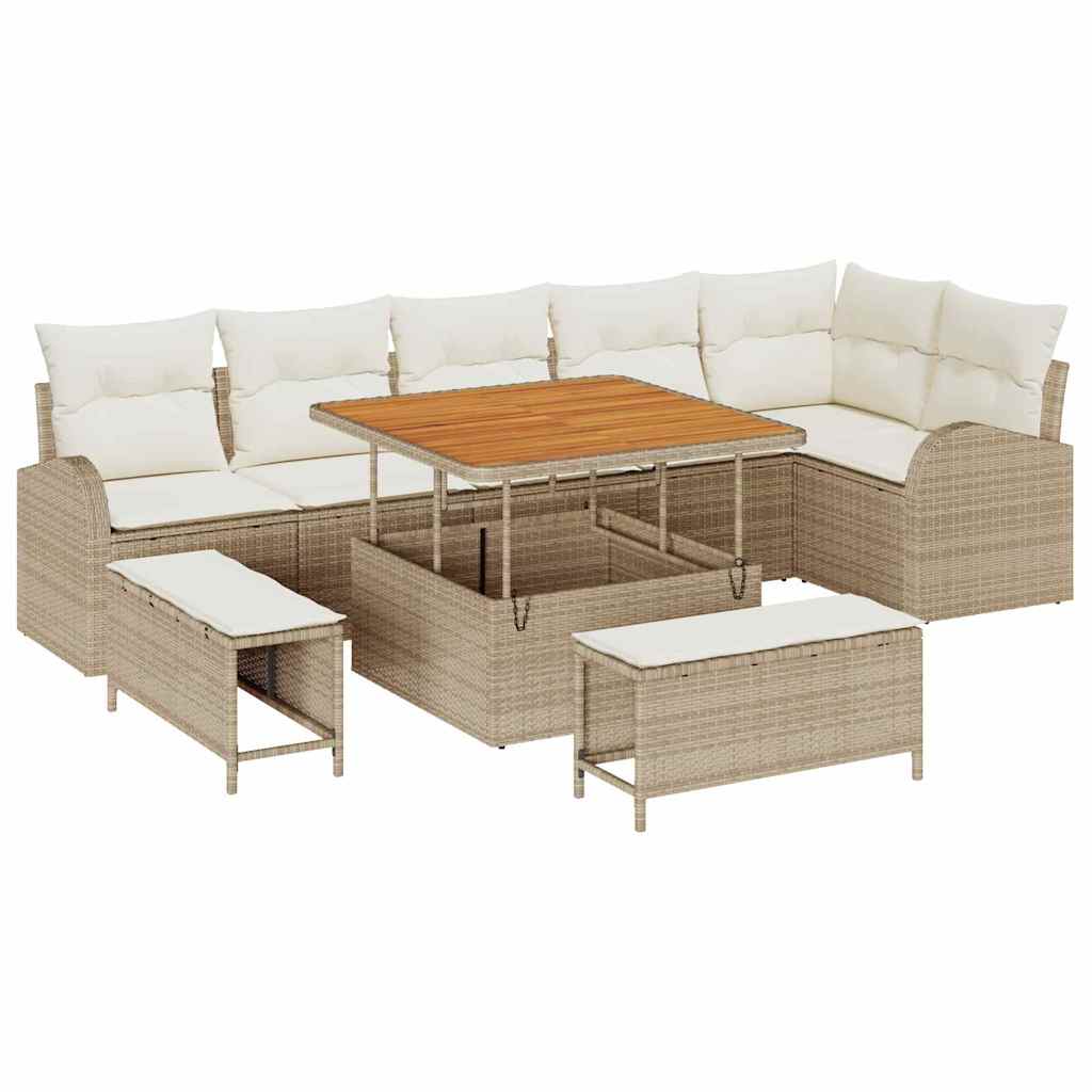 Tuin Sofa Set met kussen met opslag 9 pcs Beige en Crème is nu te koop bij PeponiXL, paradijselijk wonen!