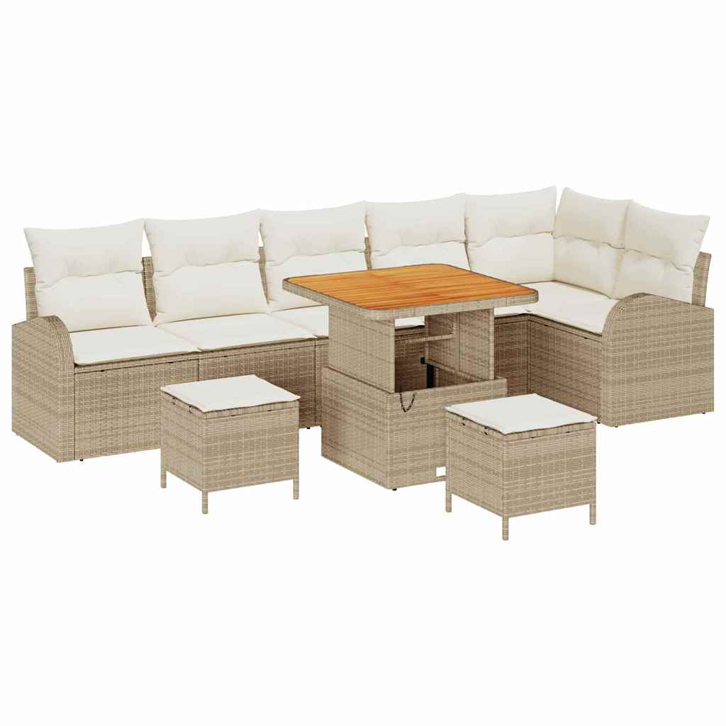 Tuin Sofa Set met kussen met opslag 9 pcs Beige en Crème is nu te koop bij PeponiXL, paradijselijk wonen!