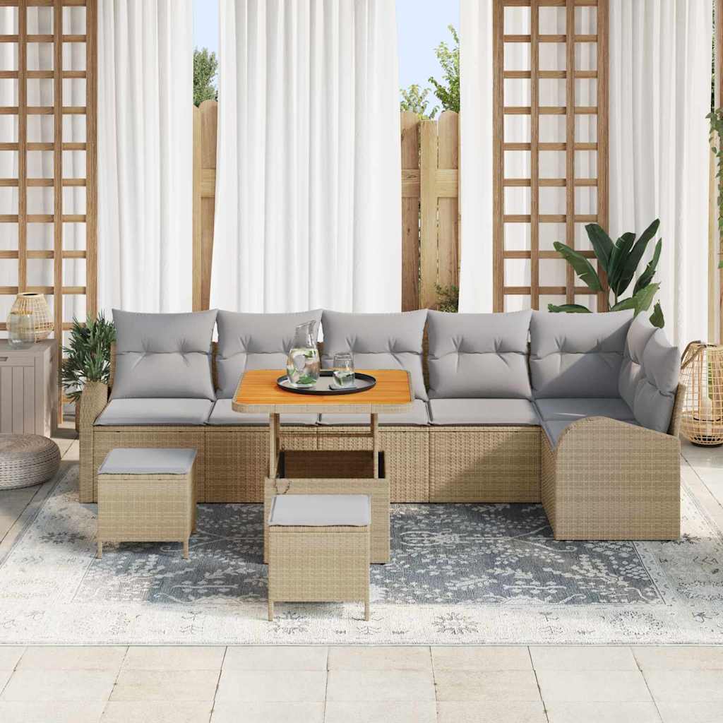 Tuin Sofa Set met kussen met opslag 9 pcs Beige en Licht Grijs is nu te koop bij PeponiXL, paradijselijk wonen!